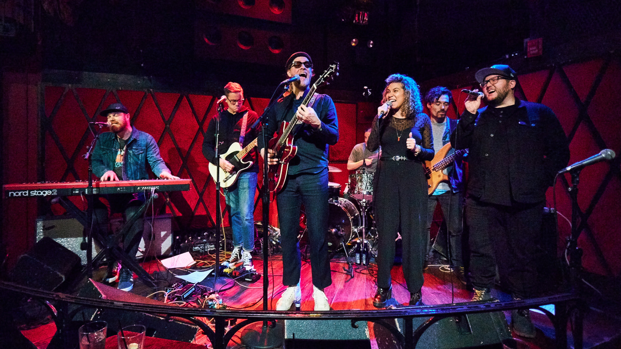 Allen Stone and band at Rockwood Music Hall (photo by Gus Philippas/WFUV)