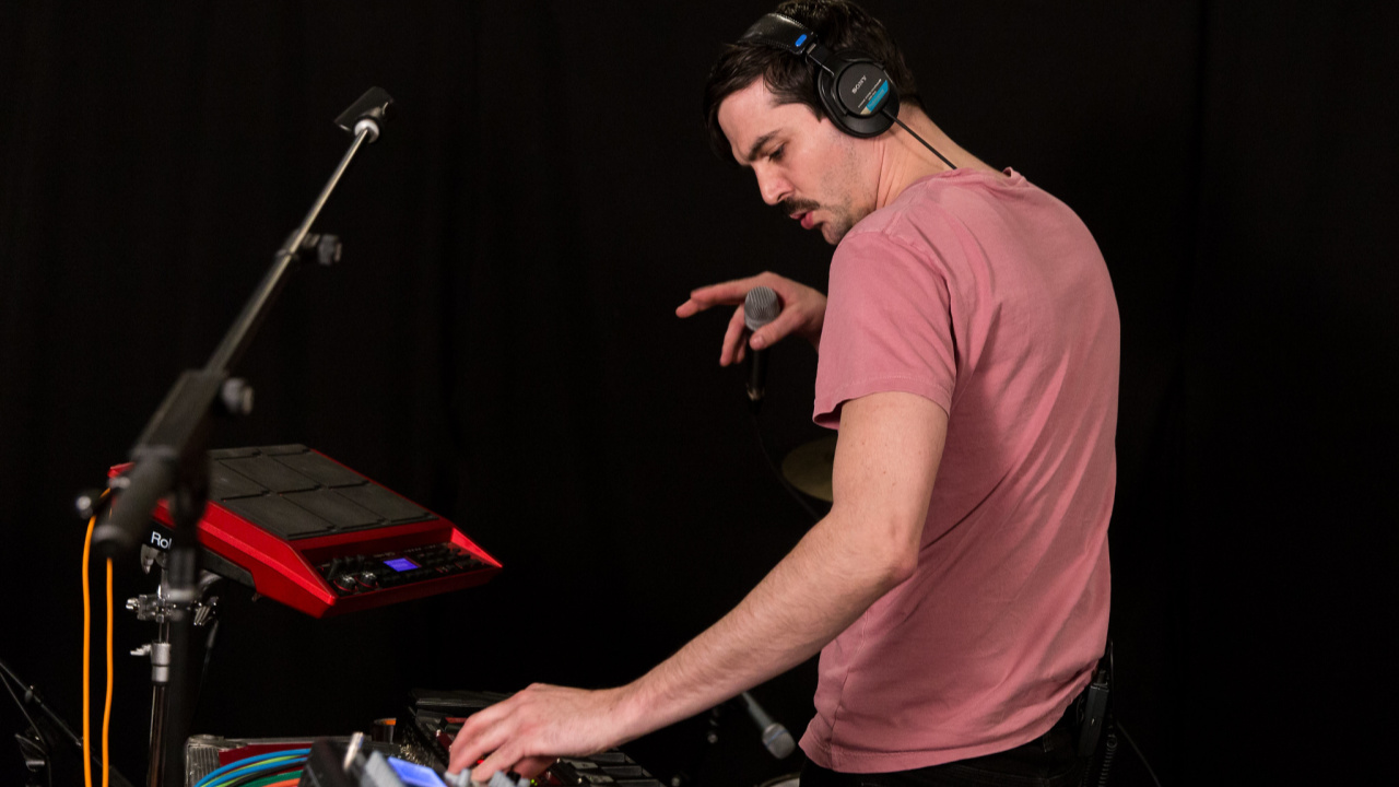 Bayone in Studio A (photo by Brian Gallagher/WFUV)