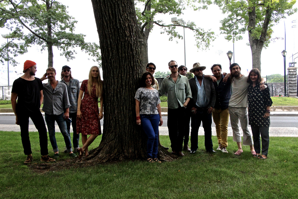 Hear Edward Sharpe and the Magnetic Zeros live in Studio A, tonight at 9. Edward Sharpe and the Magnetic Zeros with Carmel Holt, photo by Dierdre Hynes