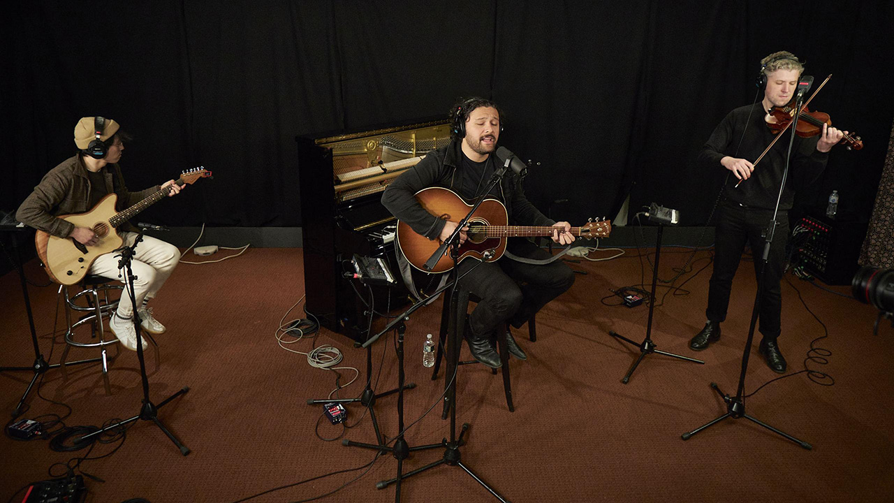 Gang of Youths in Studio A (photo by Gus Philippas/WFUV)