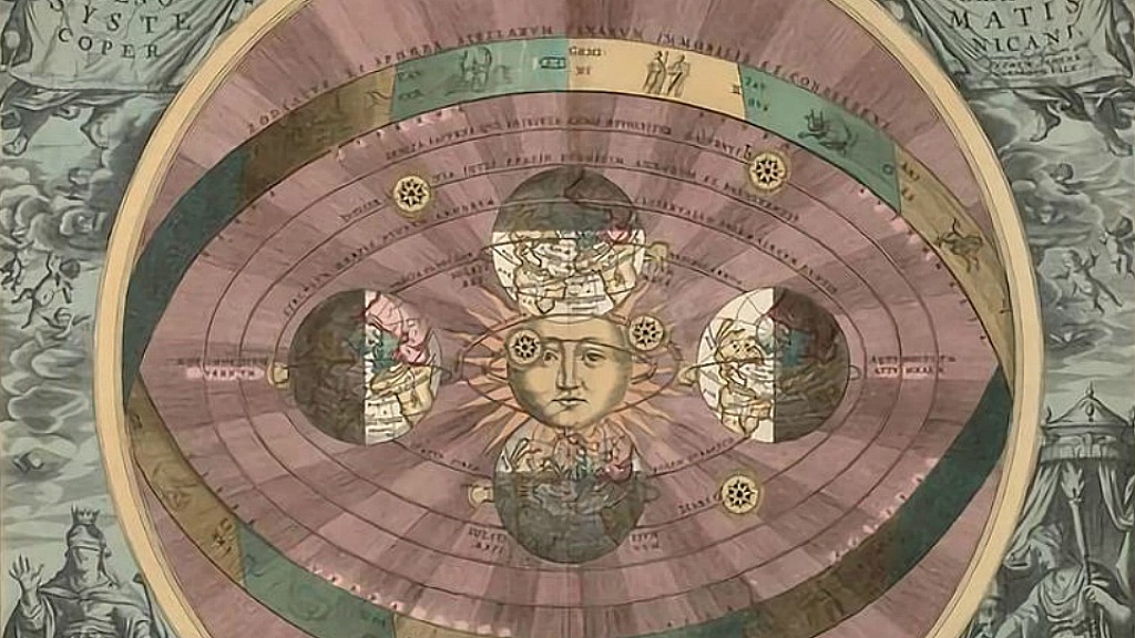 Heliocentric model (courtesy of Wikimedia, public domain)