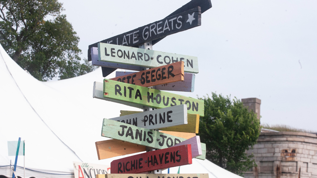 Late Greats signpost at the Newport Folk Festival (photo by Laura Fedele for WFUV) Late Greats signpost at the Newport Folk Festival (photo by Laura Fedele for WFUV)