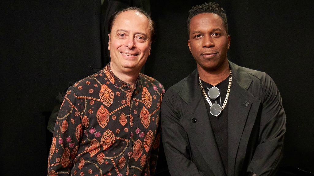 Paul Cavalconte and Leslie Odom Jr. (photo by Gus Philippas, WFUV)