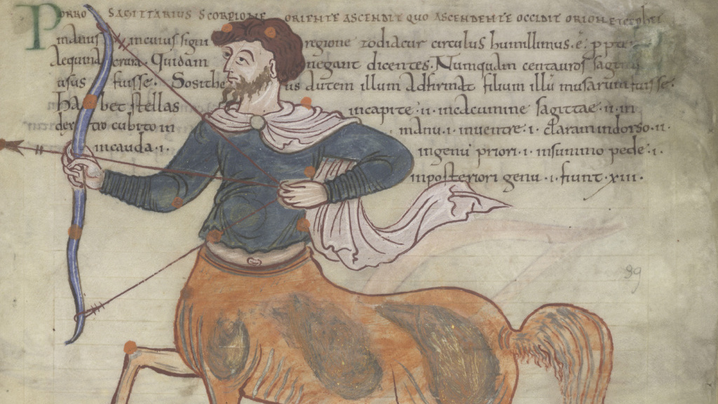 Sagittarius from Cicero's Aratus (courtesy of Wikimedia, the British Library) Sagittarius from Cicero's Aratus (courtesy of Wikimedia, the British Library)