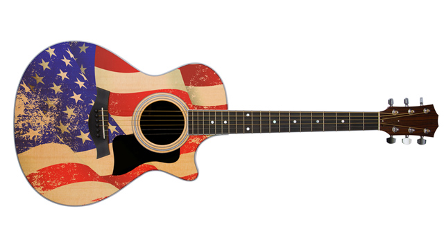 red, white &amp; blue guitar Shutterstock