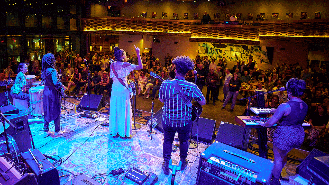 Allison Russell and her band at the WFUV High Line Bash (photo by Gus Philippas)