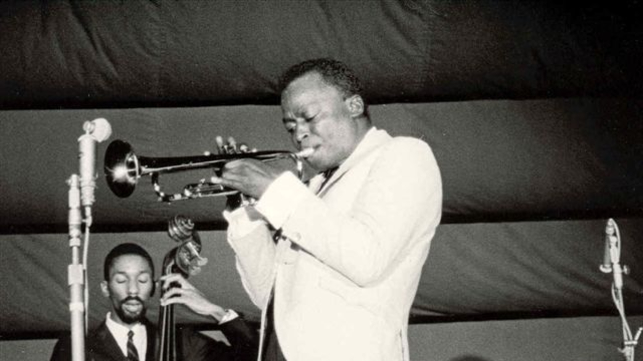 Miles Davis with Ron Carter in Antibes, France 1963.