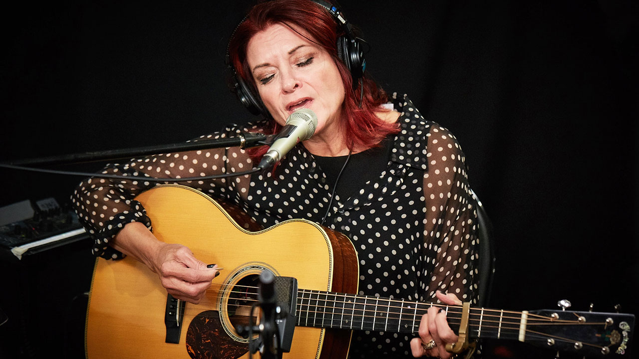 Rosanne Cash in Studio A (photo by Gus Philippas/WFUV)