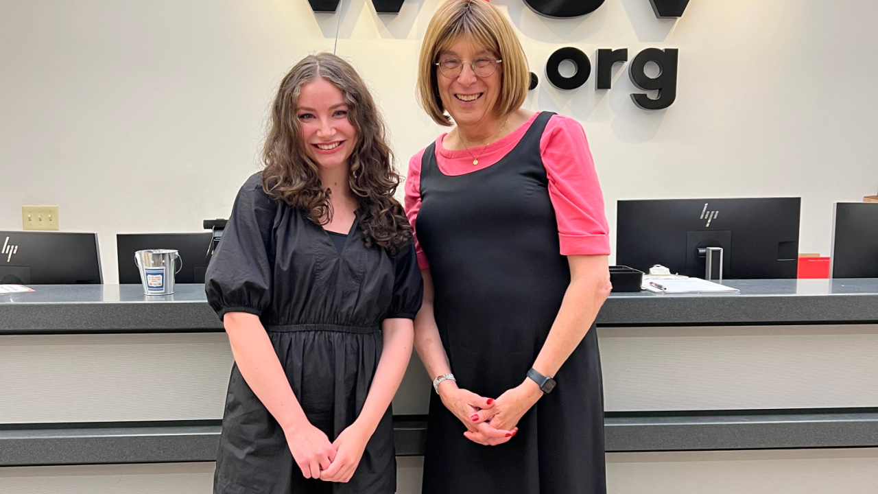 FUV News's Mia Barth and Bernie Wagenblast (photo by Gabriel Capellan for WFUV)