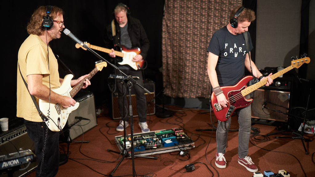 Slowdive's Neil Halstead, Christian Savill, and Nick Chaplin (photo by Gus Philippas, PR)