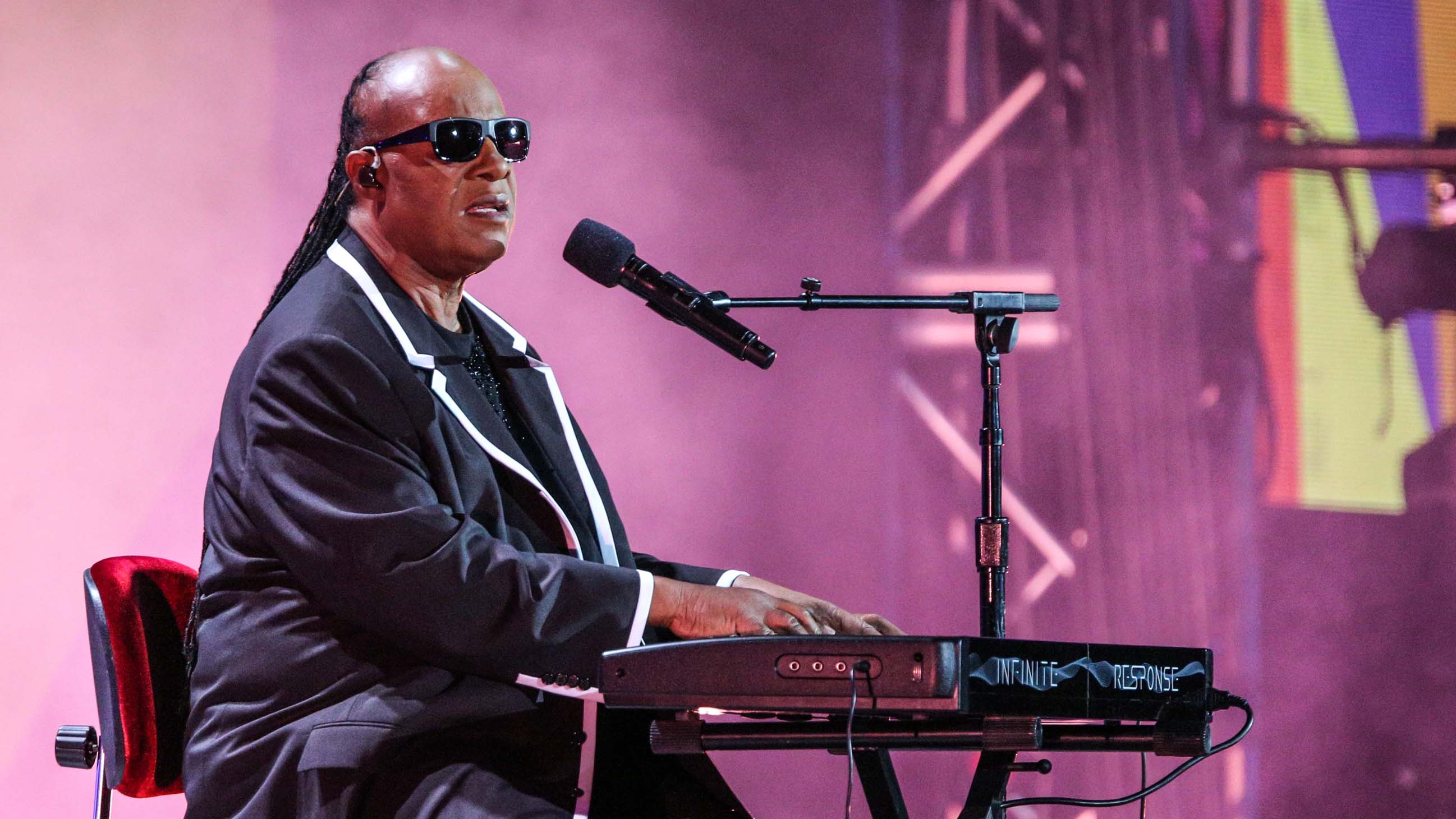 Stevie Wonder performs at the Opening Ceremony of the 2015 Special Olympics World Games at Los Angeles Memorial Coliseum on Saturday, July 25, 2015. (Photo by Rich Fury/Invision/AP)