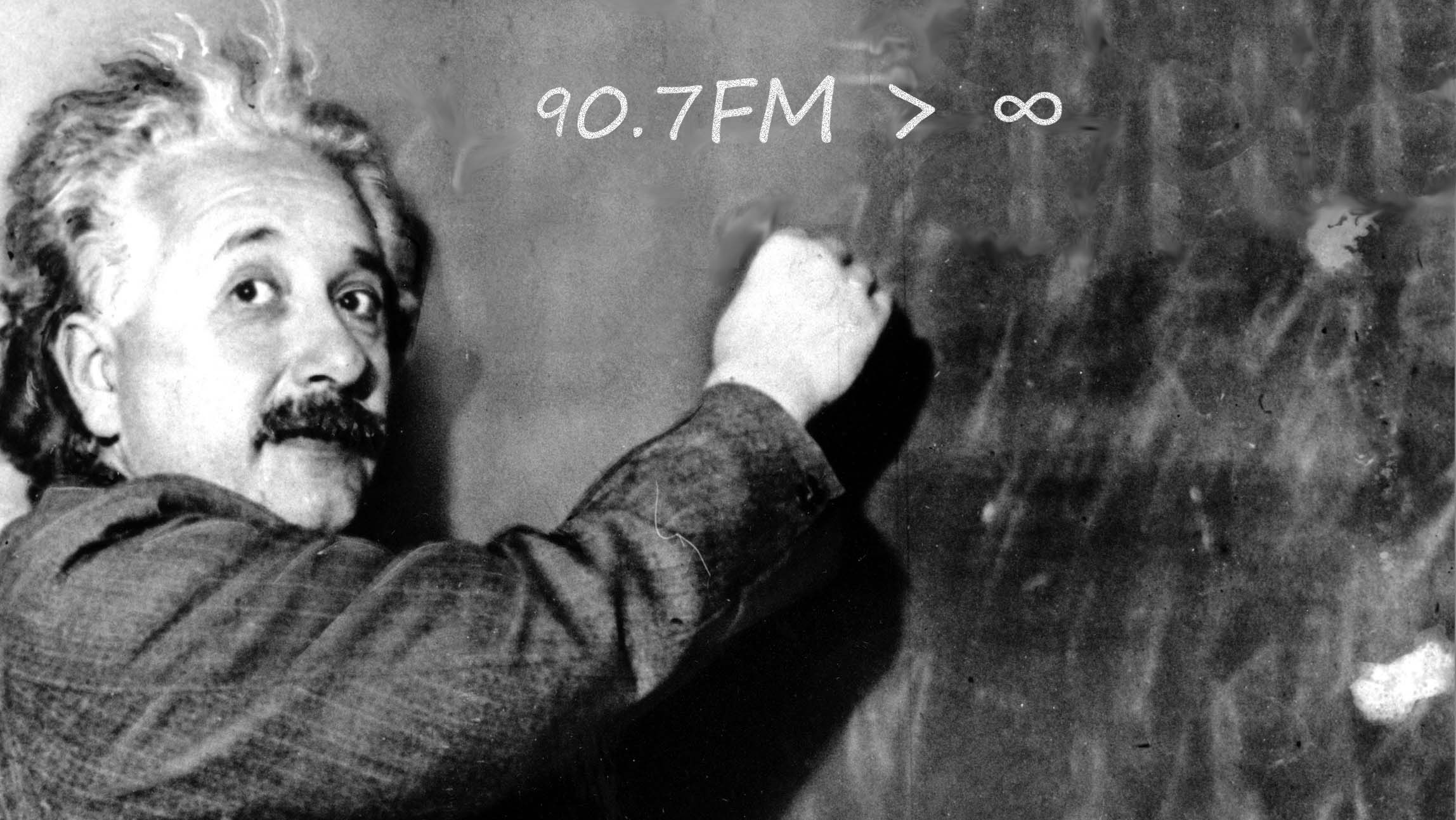 Albert Einstein writing on a blackboard Wikimedia