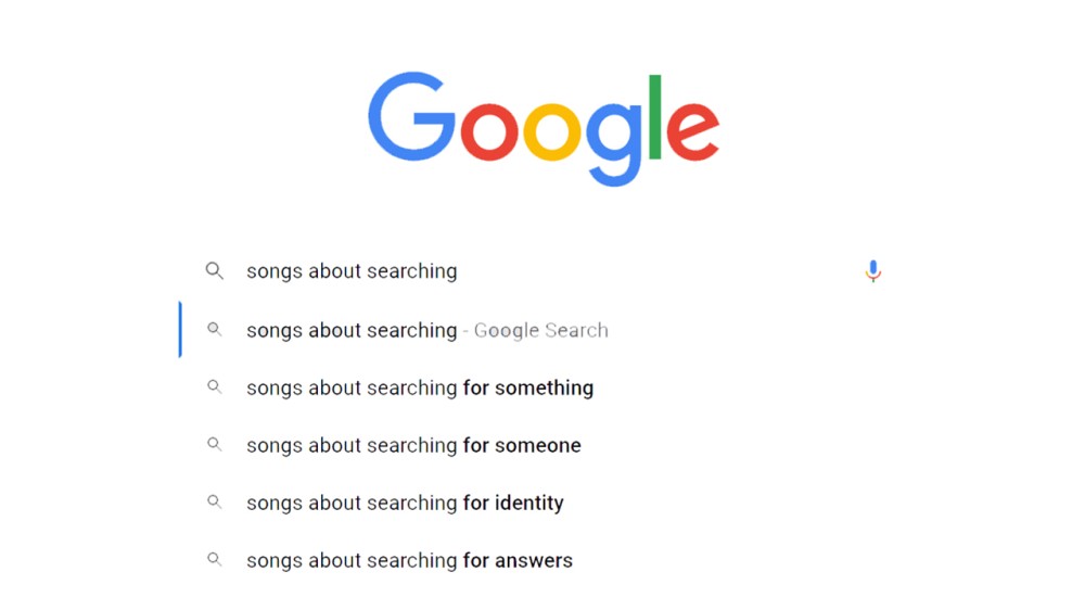 screenshot Google songs about searching