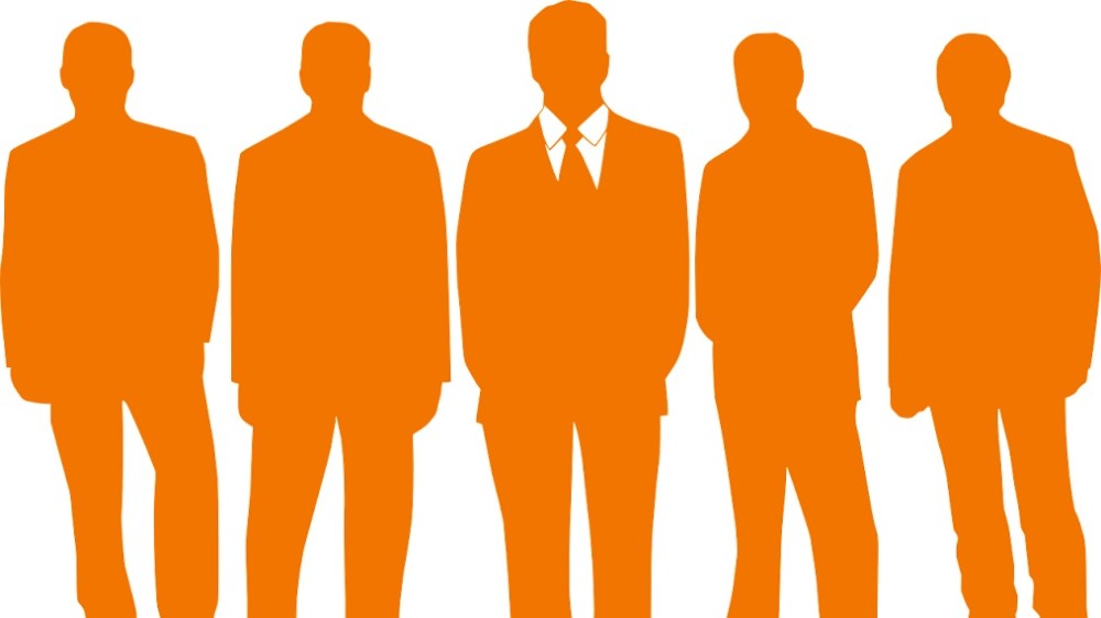 clip art of five men in silhouette