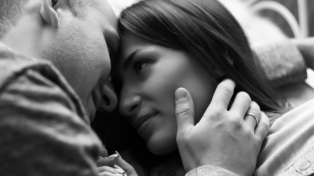 Couple touching