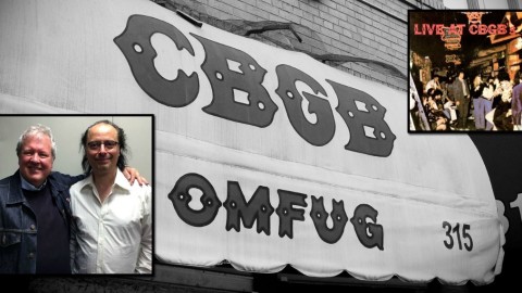 Chris Frantz and "Cavalcade" host Paul Cavalconte, plus the CBGBs awning.