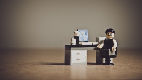 Lego office desk and figure 