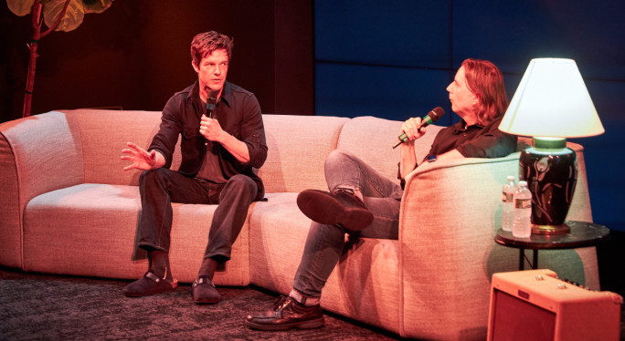 Brandon Flowers and host Russ Borris (photo by Gus Philippas, FUV)