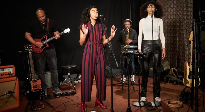 Corinne Bailey Rae and bandmates (photo by Gus Philippas for FUV)