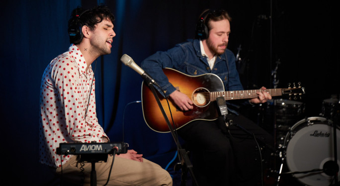 Stephen Sanchez with Brooks Gengenbach (photo by Gus Philippas, WFUV)